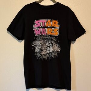 Fifth Sun Black Tee with White Star Wars Logo